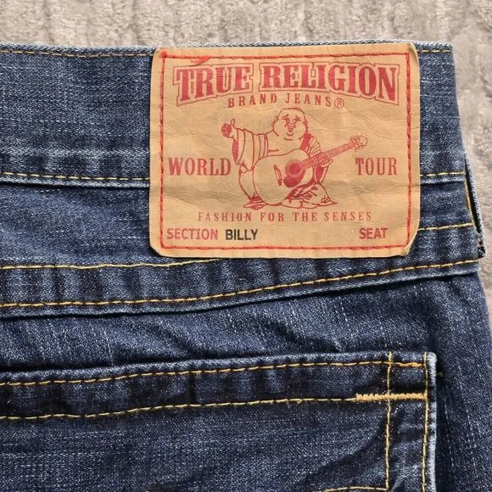 True Religion Jeans Mens Straight‎ Leg Size 40x27 Flap Pockets Billy USA